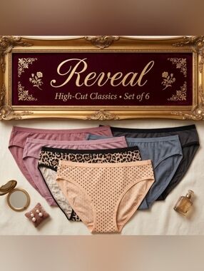 🩶Reveal Boutique Intimates | Set of 6 Cotton Stretch Hi-Leg Briefs🩶